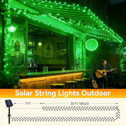 Solar String Lights Outdoor Waterproof 2 Pack Total 66ft 200LED Green | 8 Modes Twinkle Lights Solar Fairy Lights for Patio, Garden Yard Party Wedding Tree Christmas Halloween Decoration