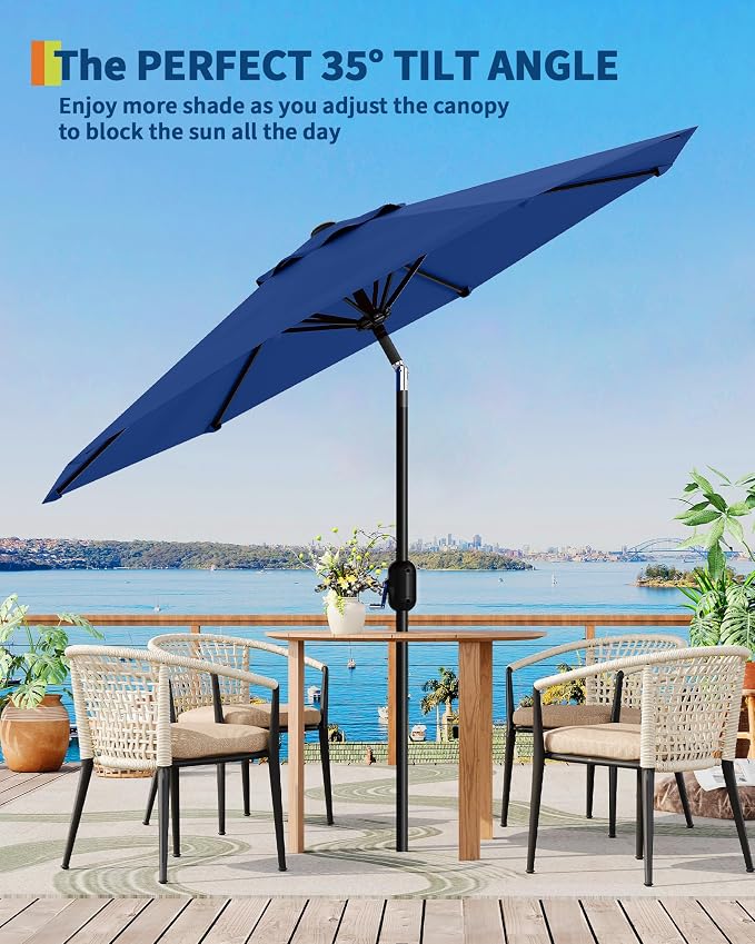 GarveeLife 9 ft Patio Umbrella, Outdoor Table Market Umbrella