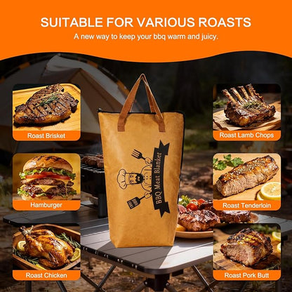 BBQ Blanket for Resting Meat - Premium Insulated Meat Resting Bag with Removable Liner for Easy Cleaning - Wide Mouth Design Fits Large Briskets, Beef, Turkey, Pork Shoulder