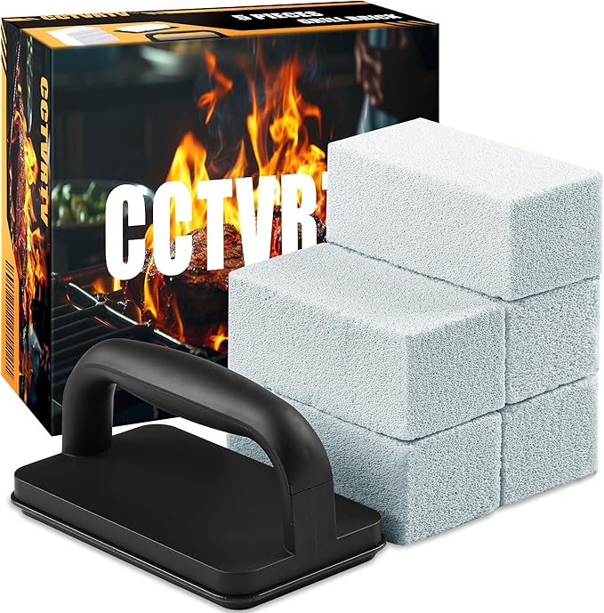 Heavy Duty Griddle Cleaning Brick with Handle, Grill Cleaner for Cleaning Flat top, Pumice Griddle Cleaning Stone Removing Stains for BBQ, Swimming Pool, Sink (5 Pack)