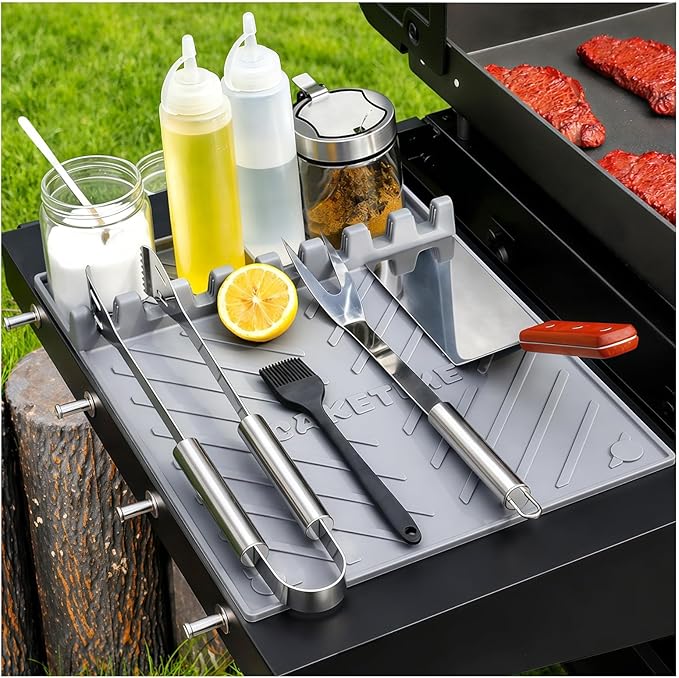 CAKETIME Silicone Grill Mats for Black Stone Griddle Accessories Baking Cooking Kitchen BBQ Durable Indoor Decor Oven Dish Drying Mats Rack Smoker Chef Gadgets Summer Vacation Funny Gifts for Men
