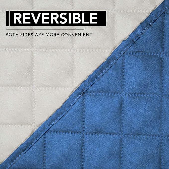 Easy-Going Reversible Couch Cover, Oversized Recliner, Blue/Ivory | Machine Washable Slipcover For Dogs, Water Resistant Furniture Mat For Living Room, Non-Slip Sofa Cover, Pet Friendly