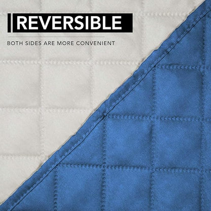 Easy-Going Reversible Couch Cover, Oversized Recliner, Blue/Ivory | Machine Washable Slipcover For Dogs, Water Resistant Furniture Mat For Living Room, Non-Slip Sofa Cover, Pet Friendly