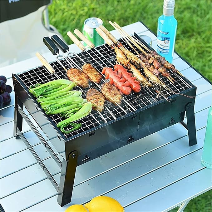 Portable Charcoal Grill Folding Barbecue Grill for Camping BBQ Outdoor Picnic Party Cooking Rack Tools Mini BBQ Grill Charcoal Grills,A-1