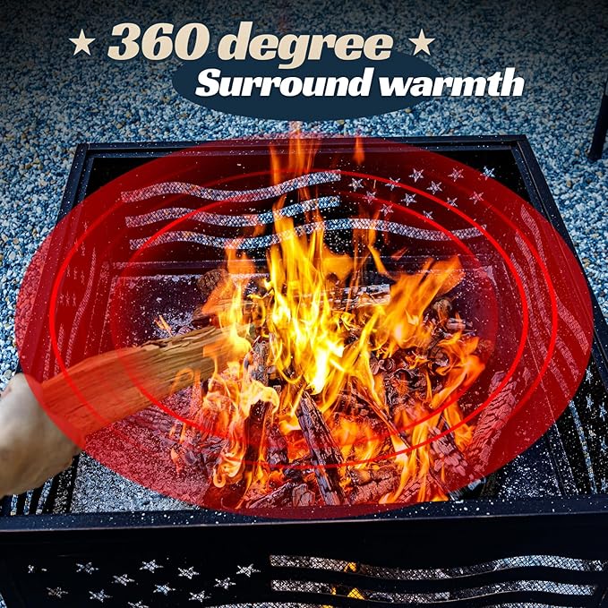 Verdeluxe 32Inch Square-Shaped Fire Pit,Outdoor Fire Pits with Spark Screen&Poker,Metal Square Wood Burning Firepits for Outside,Backyard,Bonfire,Patio,Party,Garden,Picnic and Camping(Antique Bronze)