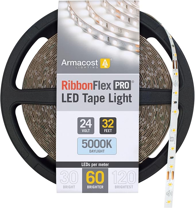 Armacost Lighting RibbonFlex Pro 24V White LED Strip Lights 60 LED/m, 5000K, 32.8 ft 165250