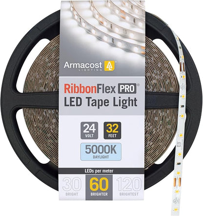 Armacost Lighting RibbonFlex Pro 24V White LED Strip Lights 60 LED/m, 5000K, 32.8 ft 165250