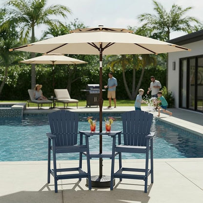 Outdoor Patio Umbrella, 2 Tiers Market Table Umbrella with 8 Sturdy Ribs, Push Button Tilt and Crank, UPF50+ UV Protection for Deck, Pool, Garden and Backyard