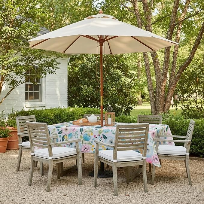 EHouseHome Outdoor Indoor 60x84 inch Rectangle Tablecloth with Umbrella Hole and Zipper, Waterproof Zippered Patio Table Cloths, Spring/Summer Table Covers for Backyard Circular Table/BBQs/Picnic