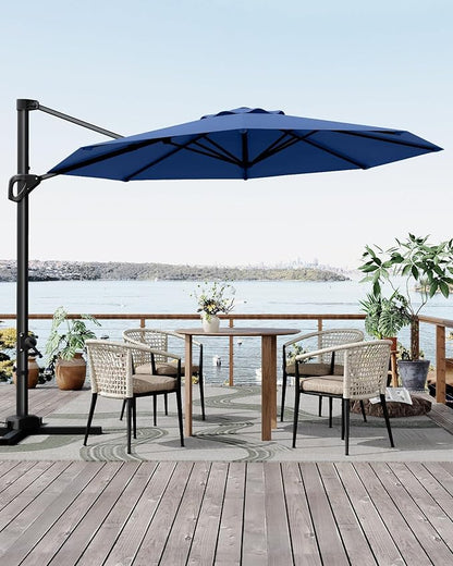 GarveeLife 10FT Patio Umbrella Outdoor Large Cantilever Umbrella Market Sun Shade Windproof Offset Umbrella with 360-Degree Rotation for Garden Deck Pool Patio