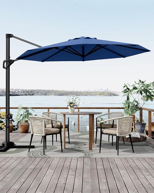 GarveeLife 10FT Patio Umbrella Outdoor Large Cantilever Umbrella Market Sun Shade Windproof Offset Umbrella with 360-Degree Rotation for Garden Deck Pool Patio