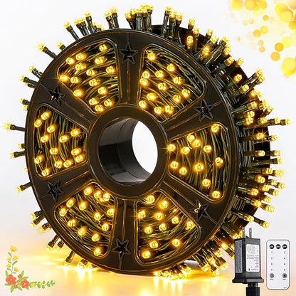 JMEXSUSS 500 LED Christmas Lights Outdoor, Classroom String Lights Plug in | 173ft, 8 Modes, Remote Control, Waterproof Warm White Christmas Tree Lights for Outside Ceiling House Xmas Classroom Decor