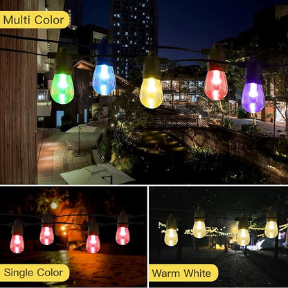 96FT Solar Outdoor String Lights – Dimmable RGB LED Patio Lights with Remote, Waterproof for Garden, Yard, Deck, and Backyard Decor