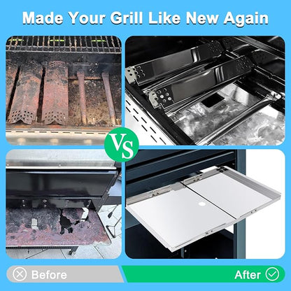 Replacement Parts for Nexgrill 720-0830H 720-0830X 720-0783E & Grillmaster 720-0697 720-0737, Grill Heat Plates & Drip Pan Grease Tray for Home Depot Nexgrill 4 Burner 720-0830H