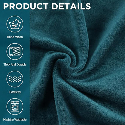 Peryiter 3 Pcs Couch and Loveseat Sofa Covers,Deep Teal,Velvet | Armchair Covers for Living Room, Sofa Cushion Slipcover, Furniture Protector, Polyester and Spandex, Washable