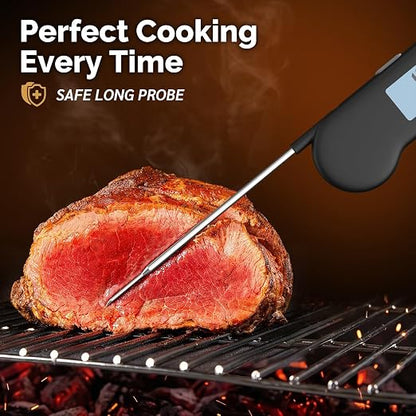 0.5 Sec Instant Read Grill Meat Thermometer Digital Food Cooking BBQ, Black | ±0.5°F Precision, Auto Flip Digital LCD Display, Ideal For Meat, Candy, Grill, BBQ, Food Thermometer for Kitchen Gadgets