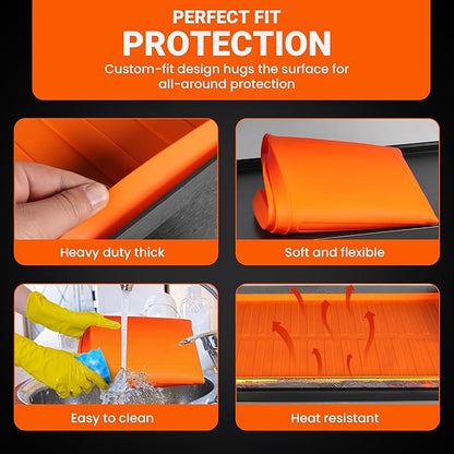 36” Silicone Griddle Mat & Scraper for Blackstone – Heat Resistant BBQ Accessories with Handles – Foldable, Heavy Duty Flat Top Grill Mat – Protects from Rust, Dirt, Insects