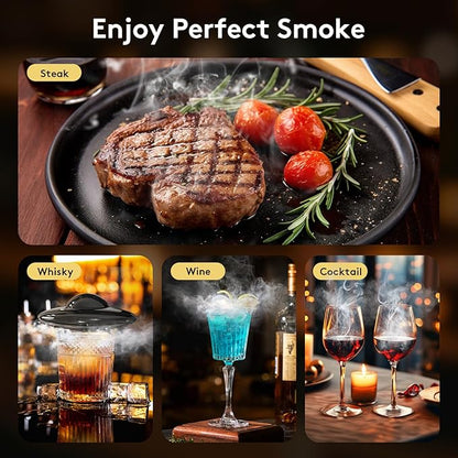 Electric Whiskey Smoker Kit with 6 Flavors Wood Chips, Cocktail Smoker Kit Built-in Lighter, Rechargeable Smoked Old Fashioned kit Bourbon Smoker kit Bar Accessories Valentine's Day Gifts for Men