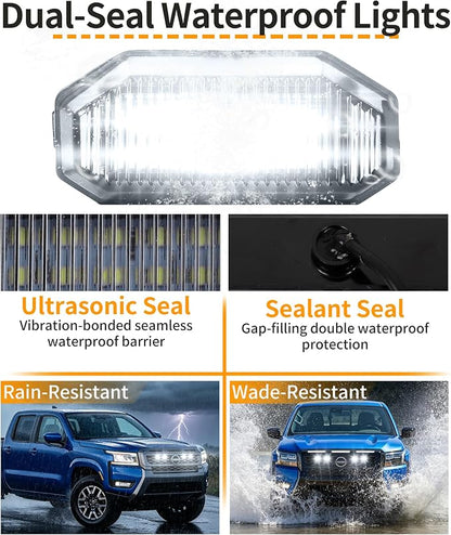 Front Grill Lights for Nissan Frontier 2025-2027 S/SL/SV/Sport Only, White | Direct-Snap Installation; OEM-Style Fit; IP68 Waterproof LED; No-Drill Setup; Raptor-Style Front-End Upgrade; Off-Road Ready