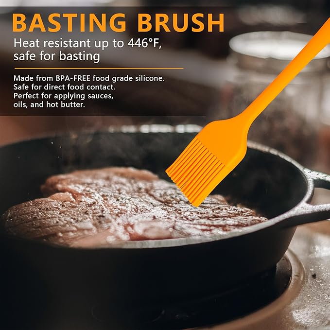 Silicone Basting Brush Set, 4 Piece Heat Resistant 446°F Kitchen Pastry Brushes for Cooking, Baking & BBQ, TRADYX Oil Butter Sauce Brush, One Piece Design, Easy Clean, Dishwasher Safe