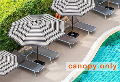 MASTERCANOPY Patio Umbrella 10 ft Replacement Canopy for 8 Ribs-Black and Red stripe Canopy Only