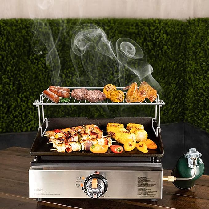 only fire Griddle Warming Rack Fits for 17" Blackstone Griddles, One-Step Clip On Attachment, Portable and Detachable