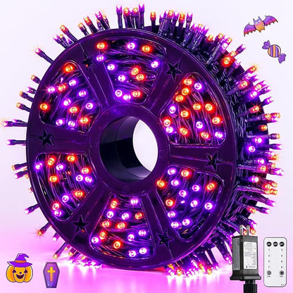 JMEXSUSS 500 LED Orange and Purple Halloween Lights with Remote | 173ft Halloween String Lights Outdoor Waterproof, 8 Modes Christmas Tree Light Plug in for Party House Indoor Decor