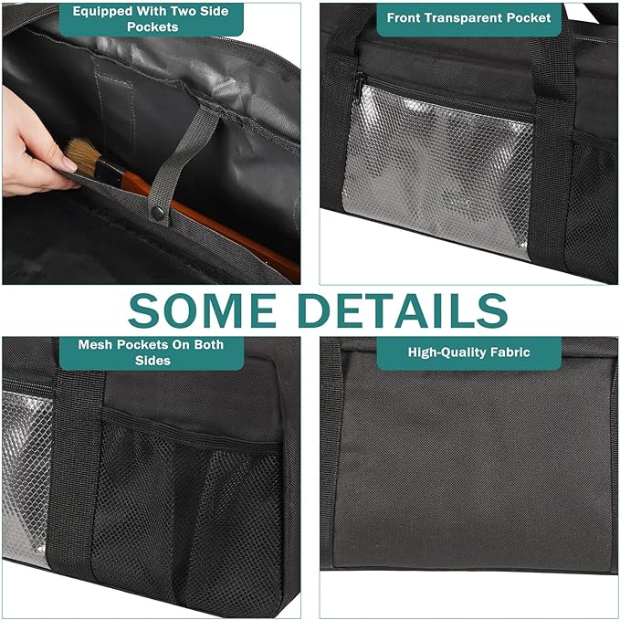 Grill Tool Storage Bag, Large Grill Utensil Storage Caddy with Pockets, Portable Grill Accessory Storage Bag for Outdoor Camping & BBQ (Black)