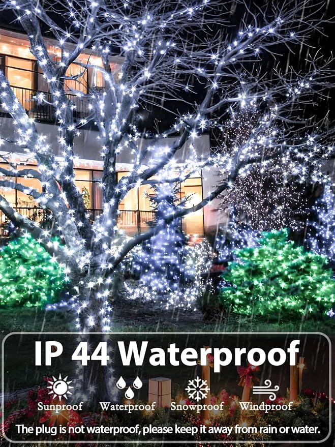 Extendable Christmas String Lights Indoor Outdoor 75.8FT 200 LED Cool White