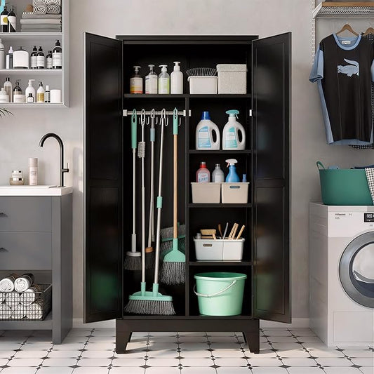 71" H Metal Storage Cabinets,Garage Storage Cabinet,Tall Pantry Cabinet with Doors,Kitchen Food Storage Cabinet,Farmhouse Storage Cabinets for Kitchen, Dining Room