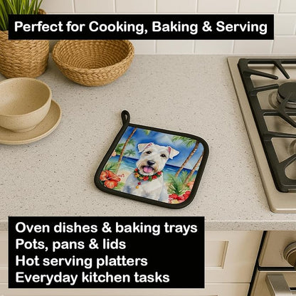 Caroline's Treasures Sealyham Terrier Luau Pair of Pot Holders Kitchen Heat Resistant Pot Holders Sets Oven Hot Pads for Cooking Baking BBQ, 7 1/2 x 7 1/2