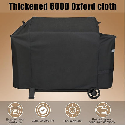 QuliMetal Grill Cover for Weber Searwood XL 600 Pellet - 600D Heavy Duty Tear-Resistant Waterproof Weather Resistant Grill Cover for Weber 3400146,Outdoor BBQ Accessory