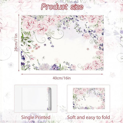 Paper Placemats Disposable 50 Pack Watercolor Flower Disposable Placemats 16x 11 Inch Summer Paper Table Mats for Home Kitchen Dining Table Decoration Wedding Party Supplies