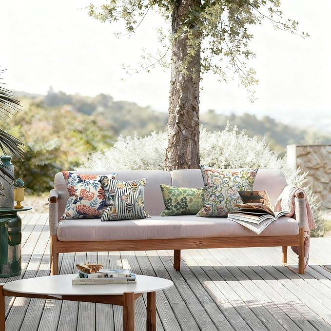 LVTXIII Outdoor Pillow Covers 20x20 Inch, 2 Pack Large Square Throw Pillow Cases, Fade-Resistant Cushion Covers for Patio Furniture Sofa, Garden Porch, Paisley Botanical