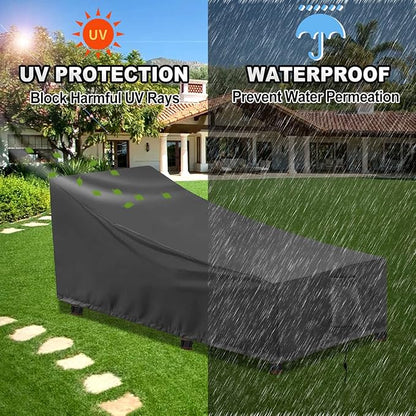 OutdoorLines Outdoor Waterproof Patio Chaise Lounge Chair Cover - UV Resistant Lounger Covers Heavy Duty Weatherproof Patio Sofa Furniture Covers, 2 Packs, 78Wx35.5Dx33H Inches, Black