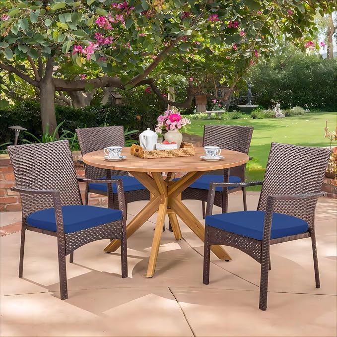 HARBOREST Outdoor Chair Cushions Set of 4, Water Resistant Patio Chair Cushions with Ties, Outdoor Seat Cushions for Patio Furniture, 17"x16"x2", Royal Blue