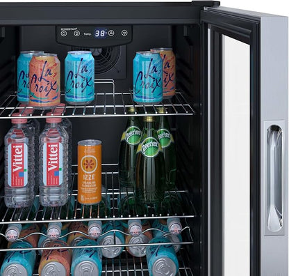 EdgeStar BWC121 19 Inch Wide 105 Can Capacity Extreme Cool Beverage Center - Stainless Steel | Freestanding, 105 Can Capacity, Reversible door, Digital Display, LED Light, Stainless Steel
