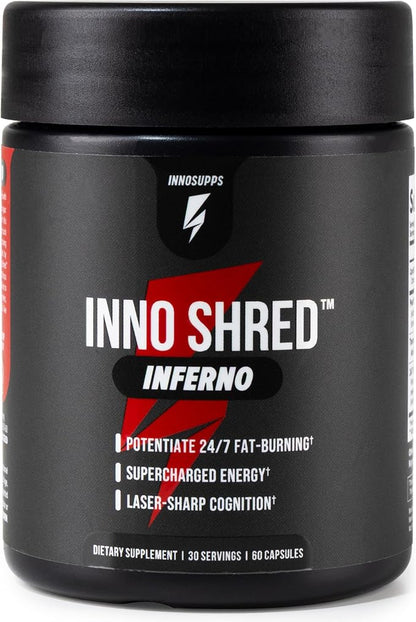 Inno Shred Inferno Thermogenic Fat Burner & Appetite Support, 30 Servings | Weight management & metabolism support with MitoBurn, Paradoxine (Grains of Paradise), Chromax & Green Tea for natural energy