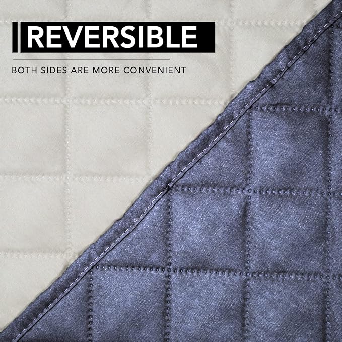 Easy-Going Reversible Couch Cover, Oversized Recliner, Dark Blue/Ivory | Machine Washable Slipcover For Dogs, Water Resistant Furniture Mat For Living Room, Non-Slip Sofa Cover, Pet Friendly
