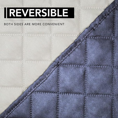 Easy-Going Reversible Couch Cover, Oversized Recliner, Dark Blue/Ivory | Machine Washable Slipcover For Dogs, Water Resistant Furniture Mat For Living Room, Non-Slip Sofa Cover, Pet Friendly