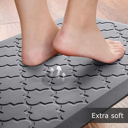 Kitchen Mat [2 PCS] Cushioned Anti-Fatigue Floor Mat Water Resistant Non-Skid Kitchen Mats and Rugs Ergonomic Comfort Foam Kitchen Rugs Standing Mat for Floor Office Sink (Grey,20"x30"+20"x47")