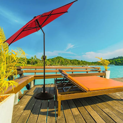 Abba Patio 9FT Lyon Outdoor Patio Umbrella Outdoor Table Umbrella with Push Button Tilt and Crank Market Umbrella 6 Sturdy Ribs UV Protection Waterproof for Garden Deck Backyard Pool, Red