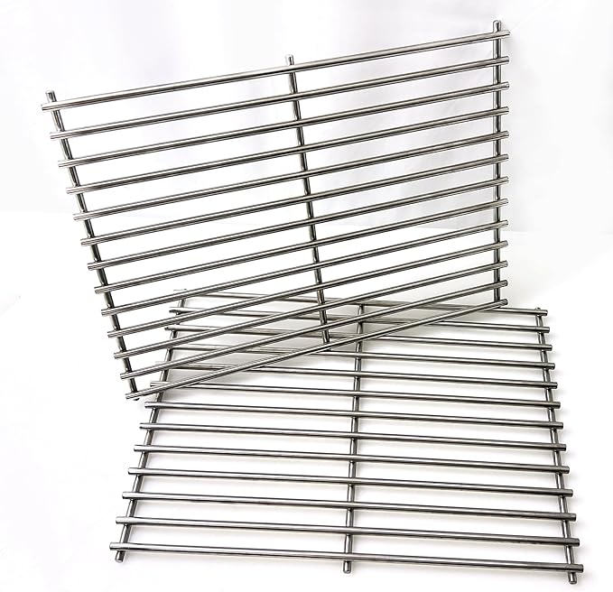 DS112 Solid Stainless Steel Cooking grids 2PK Replacement for Weber Spirit 200 Series and Genesis Silver A, Spirit E210, Spirit 500 (Side-Mounted Control) 7521 7523 9855, 15 x 11 1/4 Inch