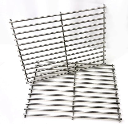 DS112 Solid Stainless Steel Cooking grids 2PK Replacement for Weber Spirit 200 Series and Genesis Silver A, Spirit E210, Spirit 500 (Side-Mounted Control) 7521 7523 9855, 15 x 11 1/4 Inch