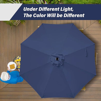 YSSOA 9' Patio Umbrella Outdoor Table Market Yard Umbrella with 8 Sturdy Ribs, Dark Blue