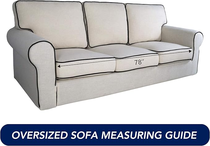 PureFit Stretch Oversized Couch Covers Fleece Sofa Slipcovers Gray | 1-Piece Sofa Cover Washable Soft Couch Protector, Couch Slipcover with Non Skid Foam and Elastic Bottom for Kids, Dogs