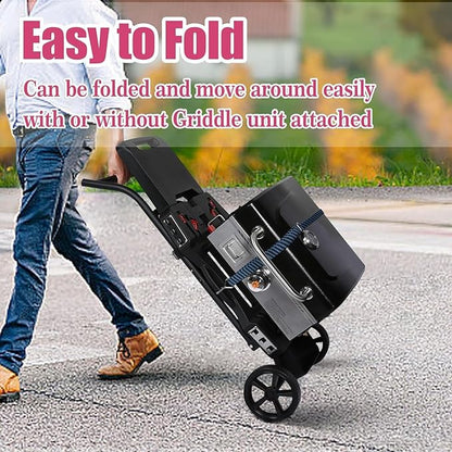 Portable Grill Cart for Weber Q1200, Q1000, Q2200, Q2000, Collapsible Griddle Stand for Blackstone 17" 22" Table Top Griddles, Outdoor Portable Folding Cart