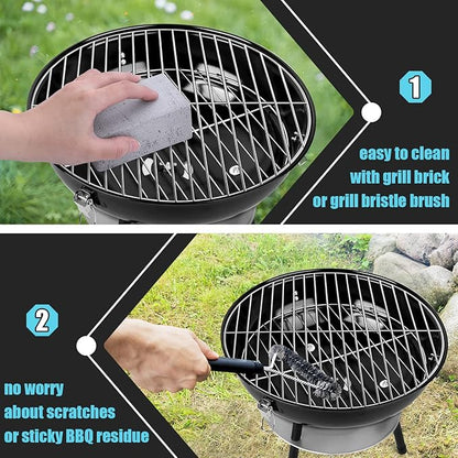 HaSteeL Replacement Cooking Grate for Small 13.7 Inch Charcoal Grill, Round Chromed Iron Steel Grilling Rack Grid, Non Toxic & Healthy (2-Piece)