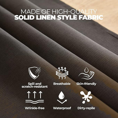 Decorelia Waterproof Farmhouse Round Small Table Cloth for Round Table, Easy Care Wrinkle-Free Fabric Circle Table Cover for Party, Wedding, Picnics, Patio Table (60 Inch, Round (2-4 Seats), Black)