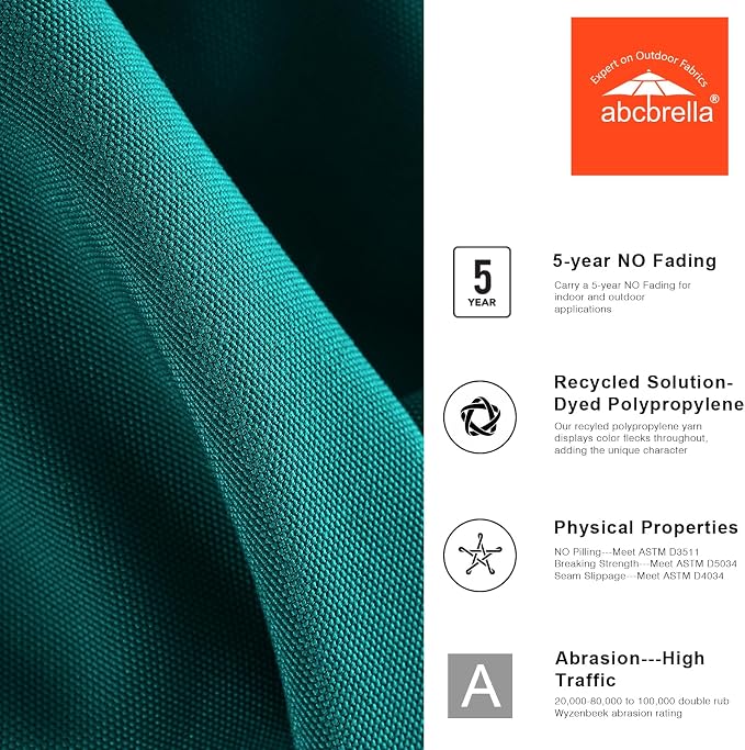 ABCCANOPY OLEFIN® 5-Year No Fading 9FT Outdoor Patio Umbrella(Turquoise) | Fade & UV Resistant Fabric,8 Fiberglass Ribs，Wind Vent，Crank Lift & Tilt,Outdoor Table Umbrella for Deck,Backyard,Yard